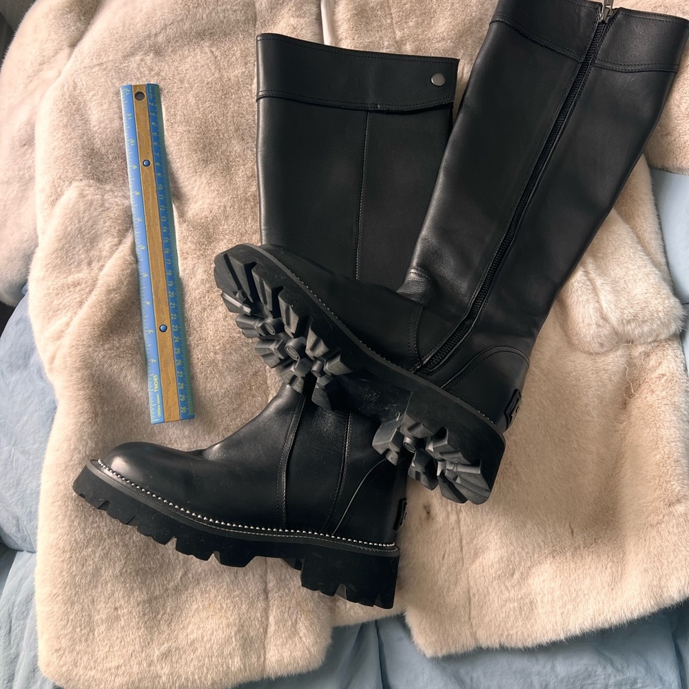 Black Leather Knee-High Boots